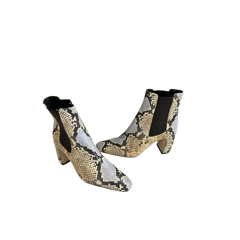 NEW TORY BURCH BANANA EMBOSSED SNAKESKIN LEATHER CHELSEA ANKLE BOOTIE BOOTS‎ 5.5